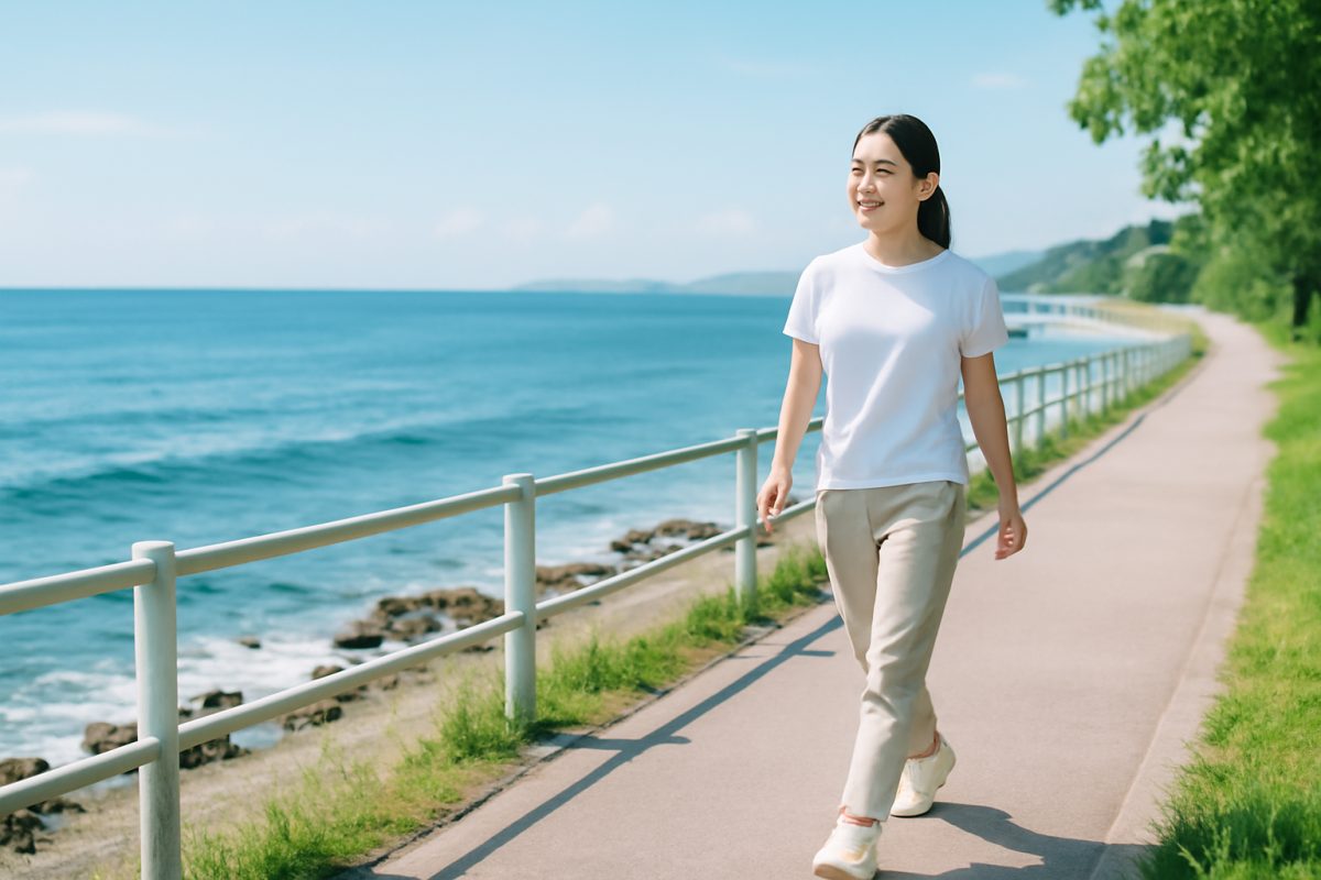 海沿いの遊歩道を歩く。潮風と波音に包まれるシーサイド散歩